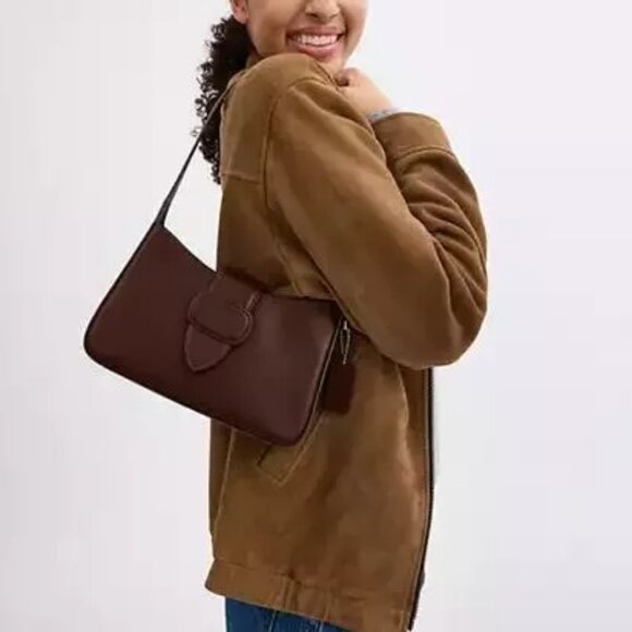 SOLD Coach Eliza Shoulder Bag w Zipper Closure Refined Calf Leather Maple CAA92 - Picture 3 of 7